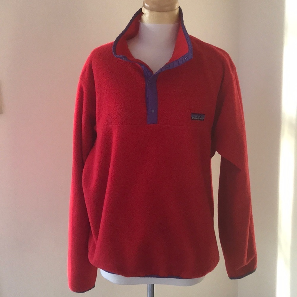 PATAGONIA fleece size L red snap T pullover